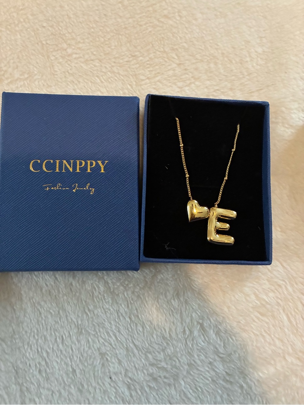 Ccinppy Heart Letter Necklace, 14k Gold Plated Initial E